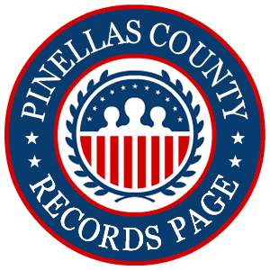 A round red, white, and blue logo with the words 'Pinellas County Records Page' for the state of Florida.